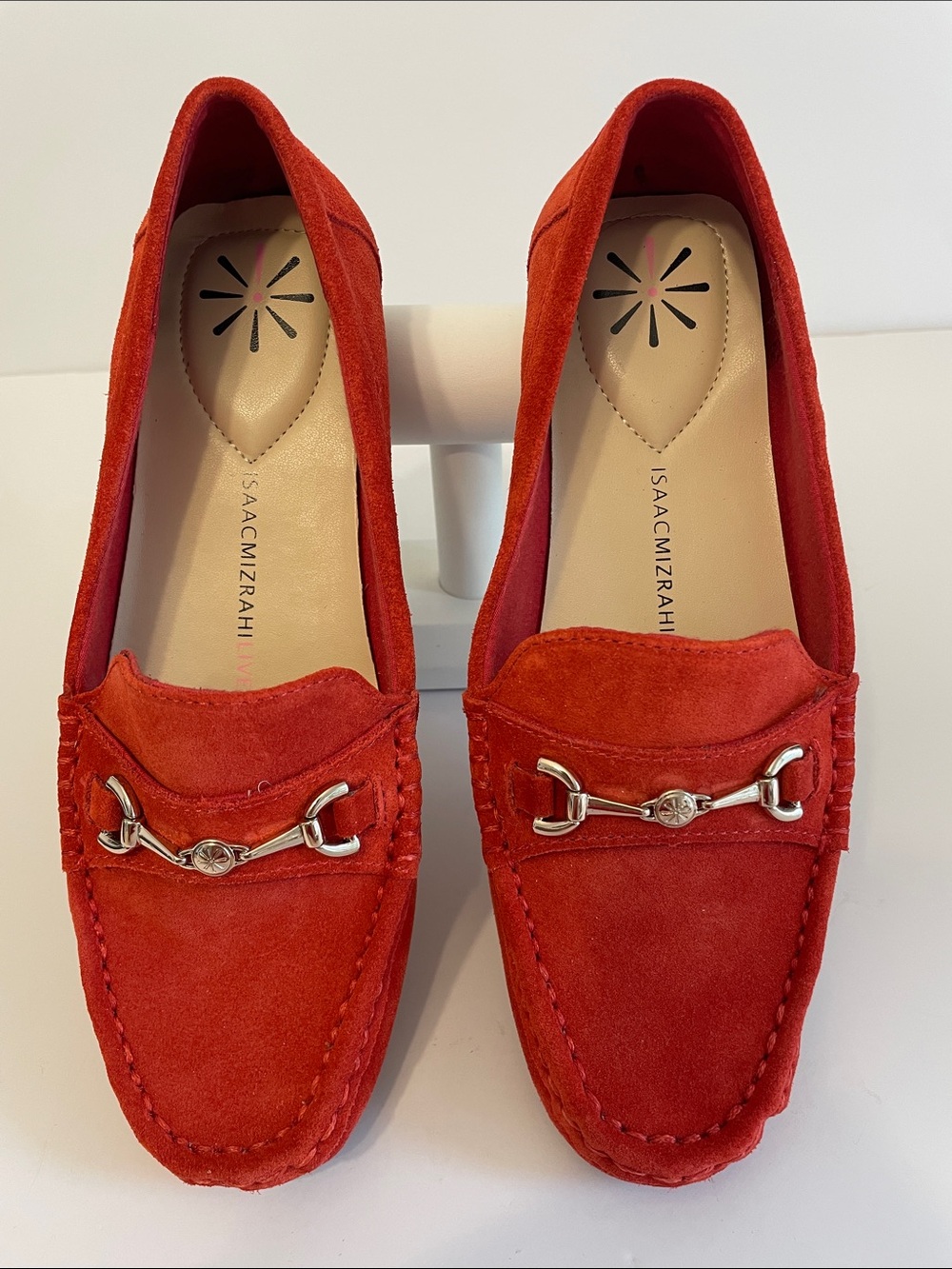 Isaac Mizrahi Red Suede Loafers/Moccasins